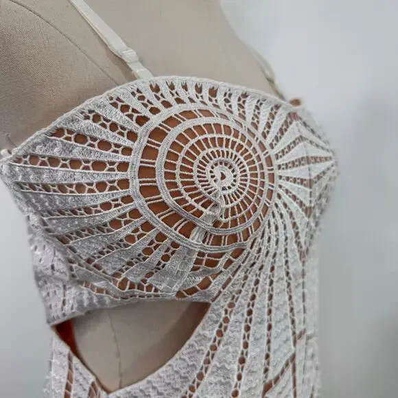 Jonathan Simkhai Jamie Dress White Fossil Guipure Lace Wedding Party LWD Size 12 - Picture 6 of 16